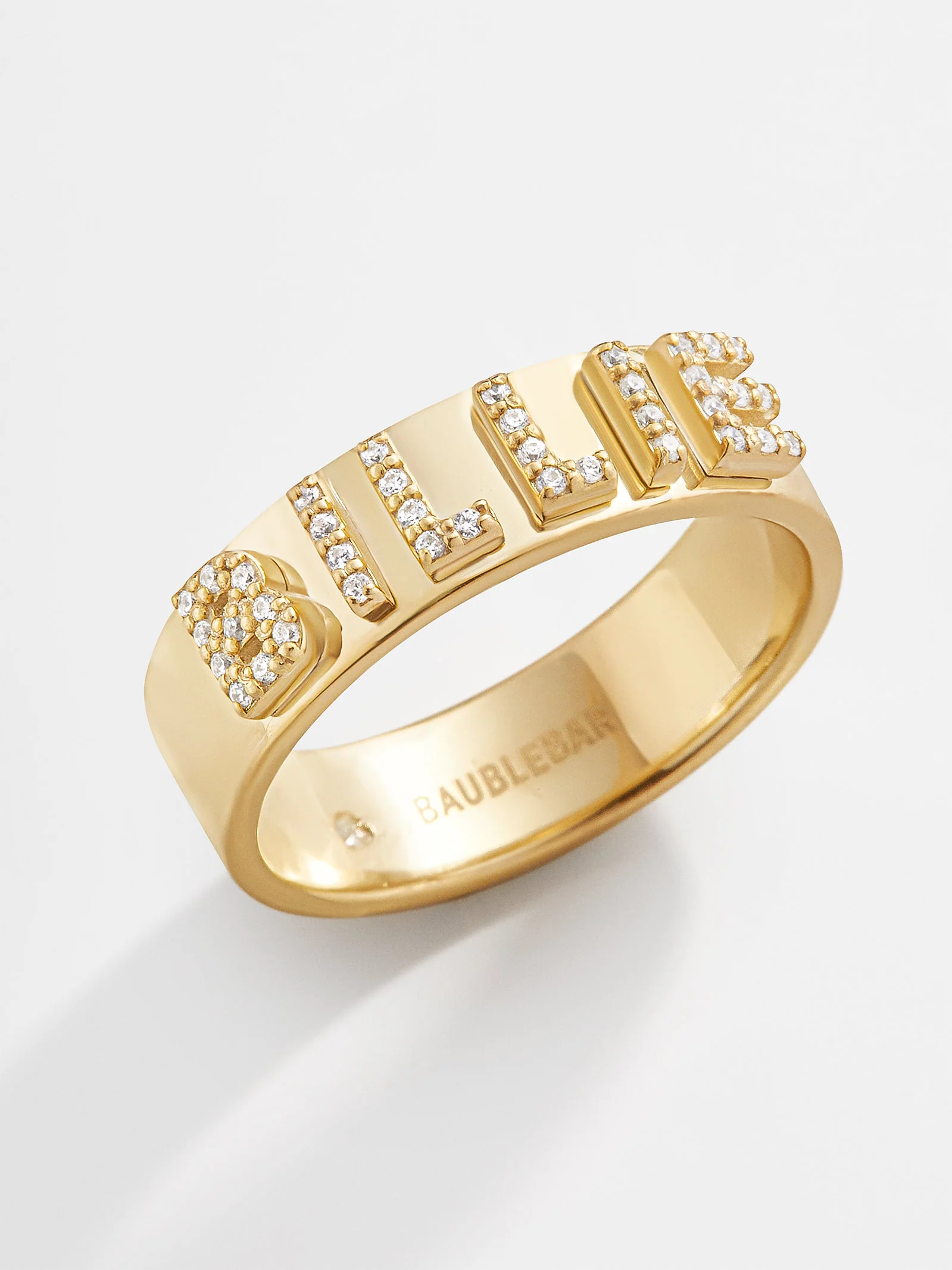 14K Gold Custom Block Ring - 14K Gold. Pavé Cubic Zirconia Stones - Image 3