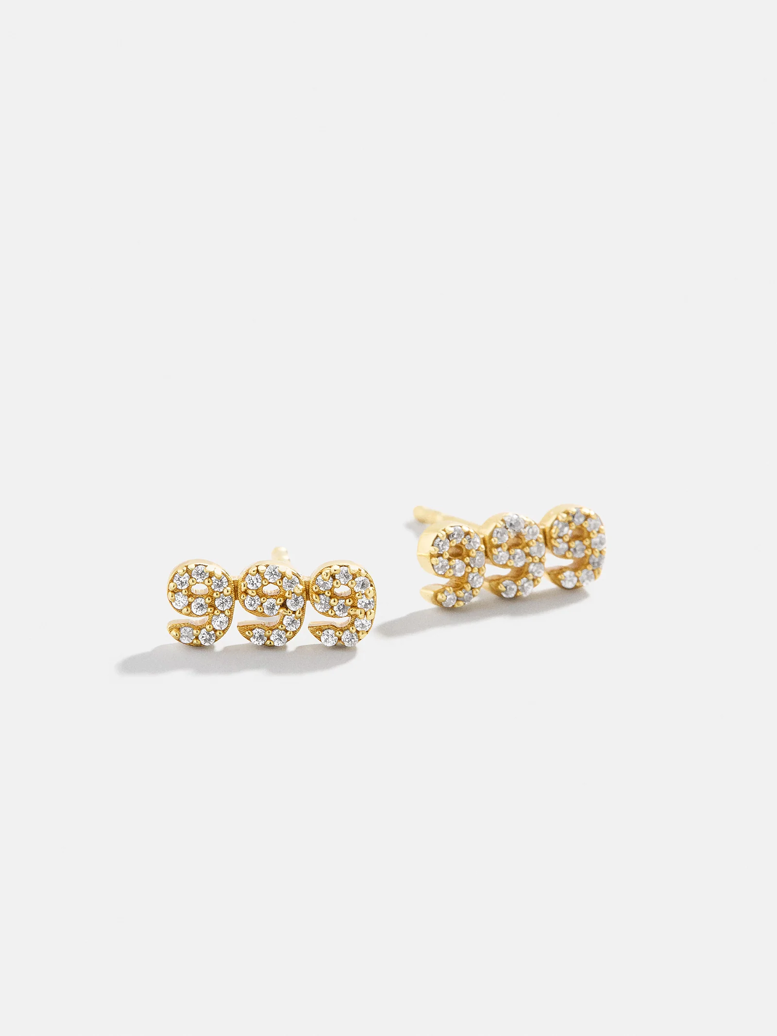 18K Gold Angel Number Earrings - Gold/Pavé - Image 11