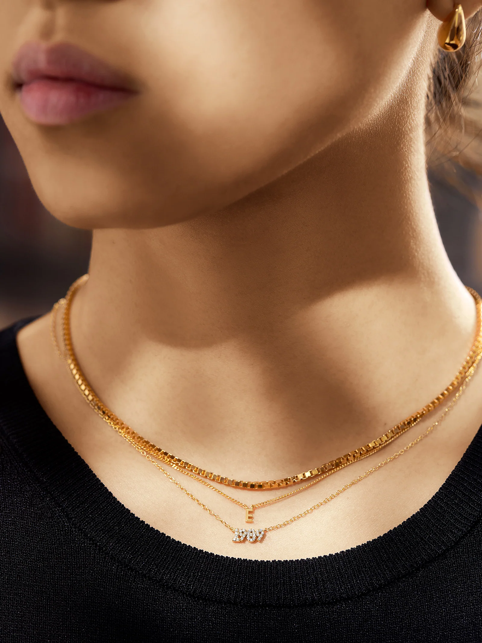 14K Gold Block Font Custom Number Necklace - Block Font Numbers - Image 5