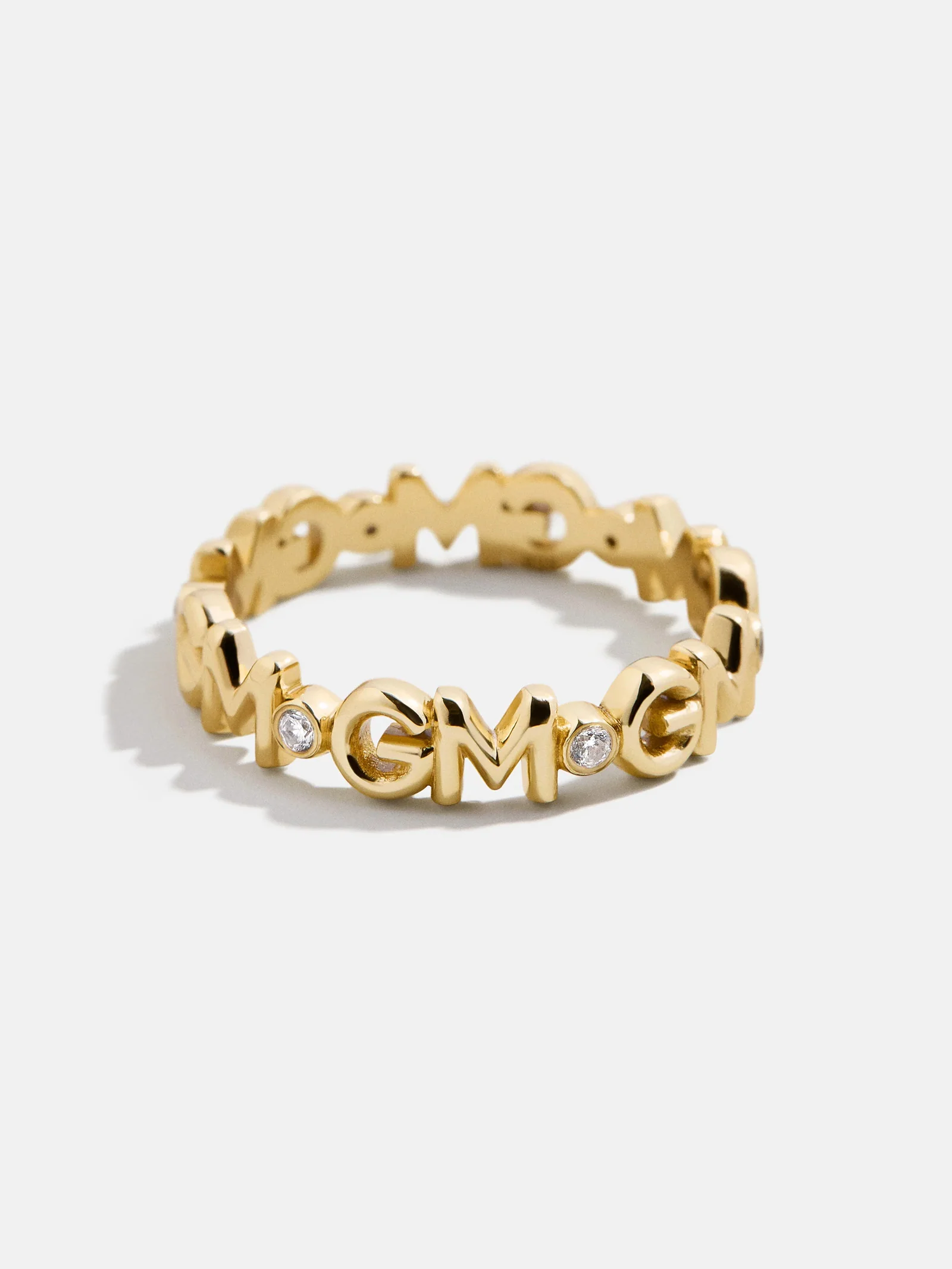 14K Gold Custom Nameplate Ring - 14K Gold. Pavé Cubic Zirconia Stones - Image 3