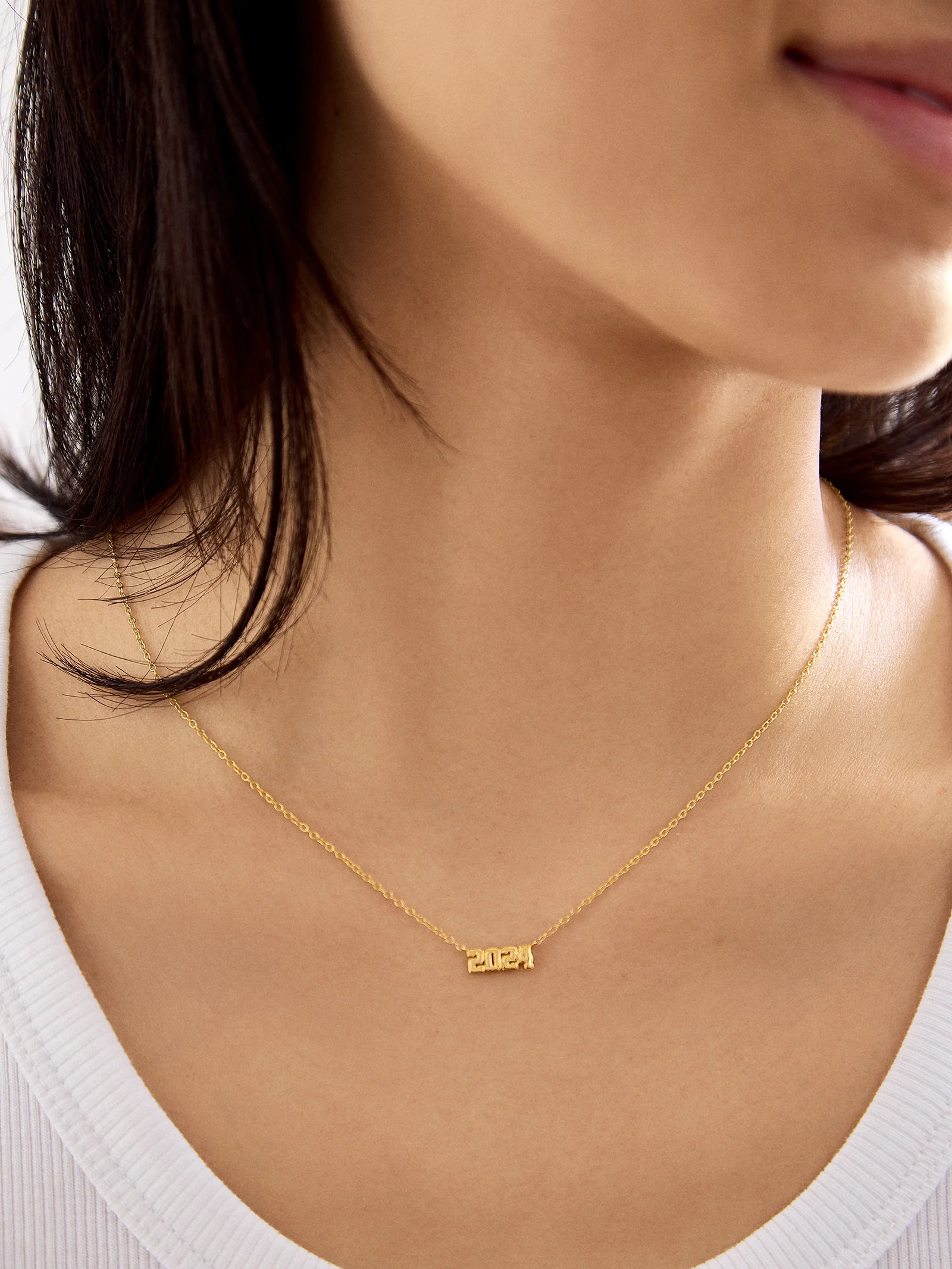 14K Gold Varsity Font Custom Number Necklace - Varsity Font Numbers - Image 3