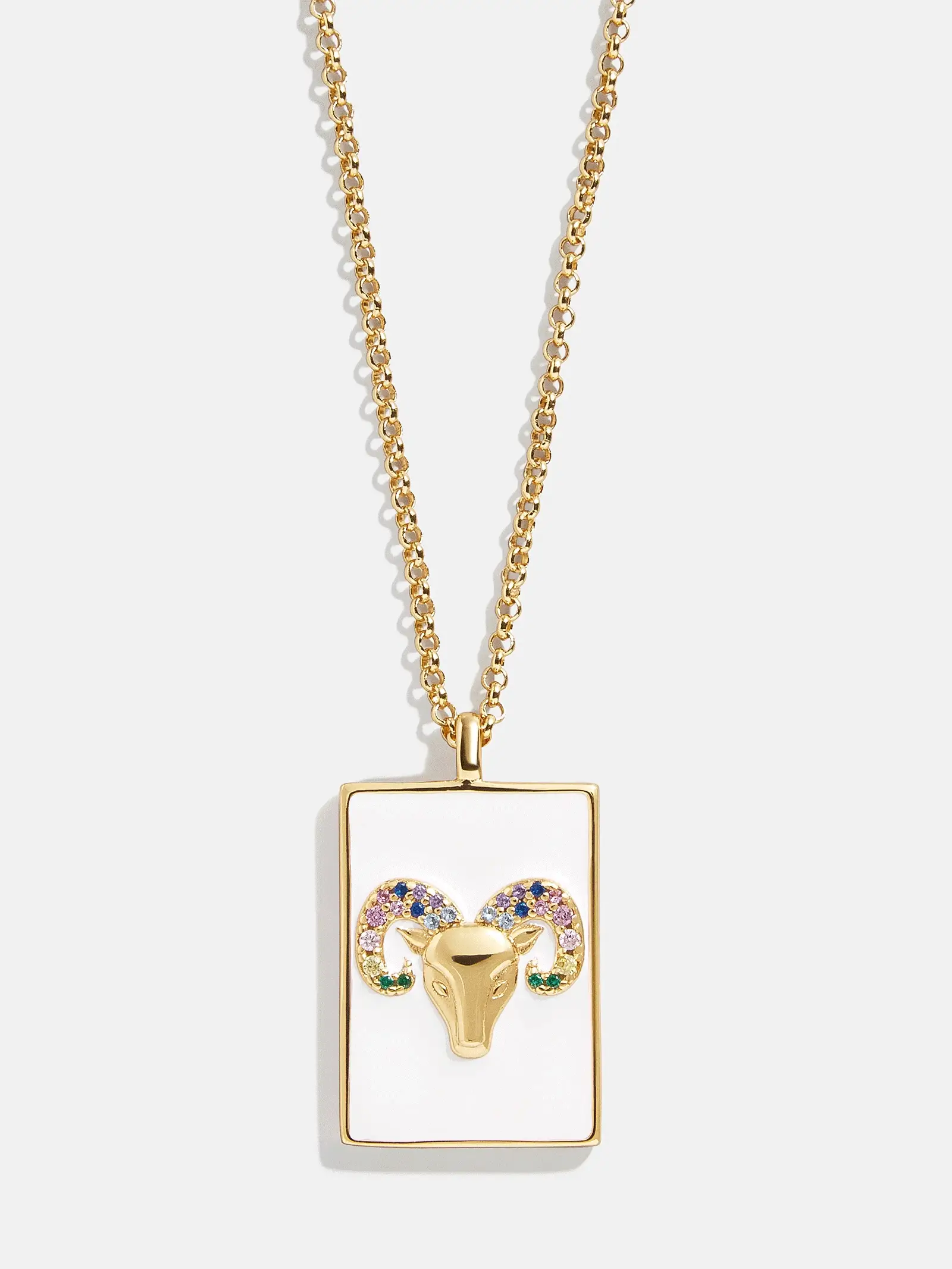 Reversible 18K Gold Zodiac Pendant Necklace - Aries - Image 3