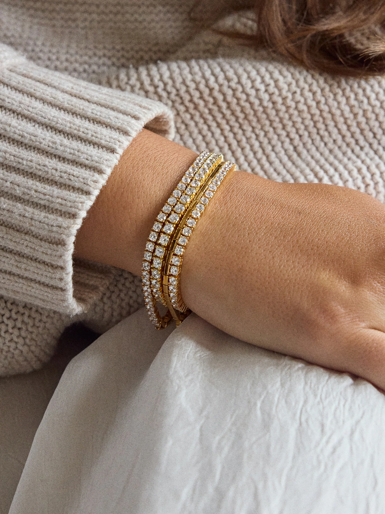 Billie 18K Gold Tennis Bracelet  - 18K Gold Plated Sterling Silver - Image 9