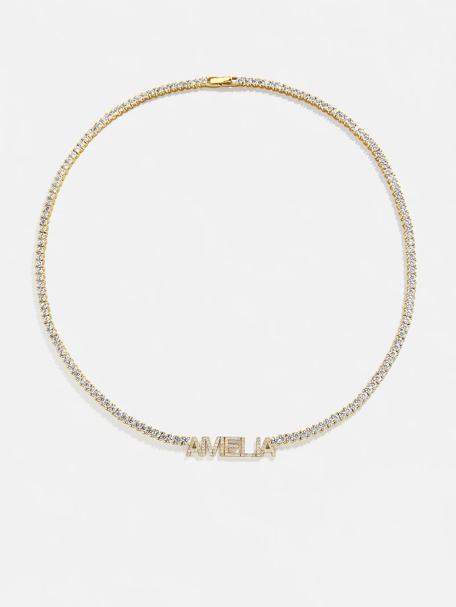 Billie 14K Gold Tennis Custom Nameplate Necklace - Block - Image 3