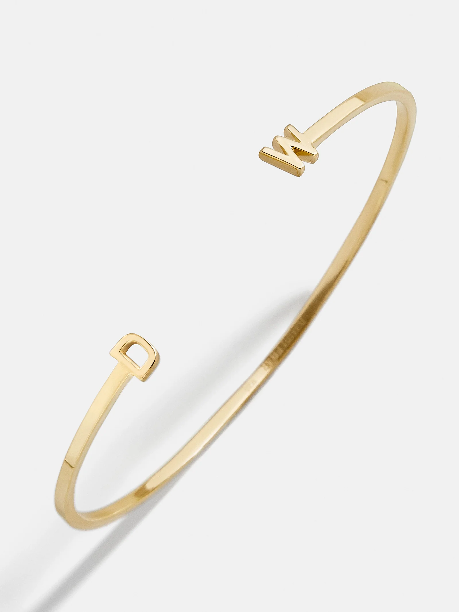 14K Gold Double Initial Custom Cuff Bracelet - Gold/Pavé - Image 3