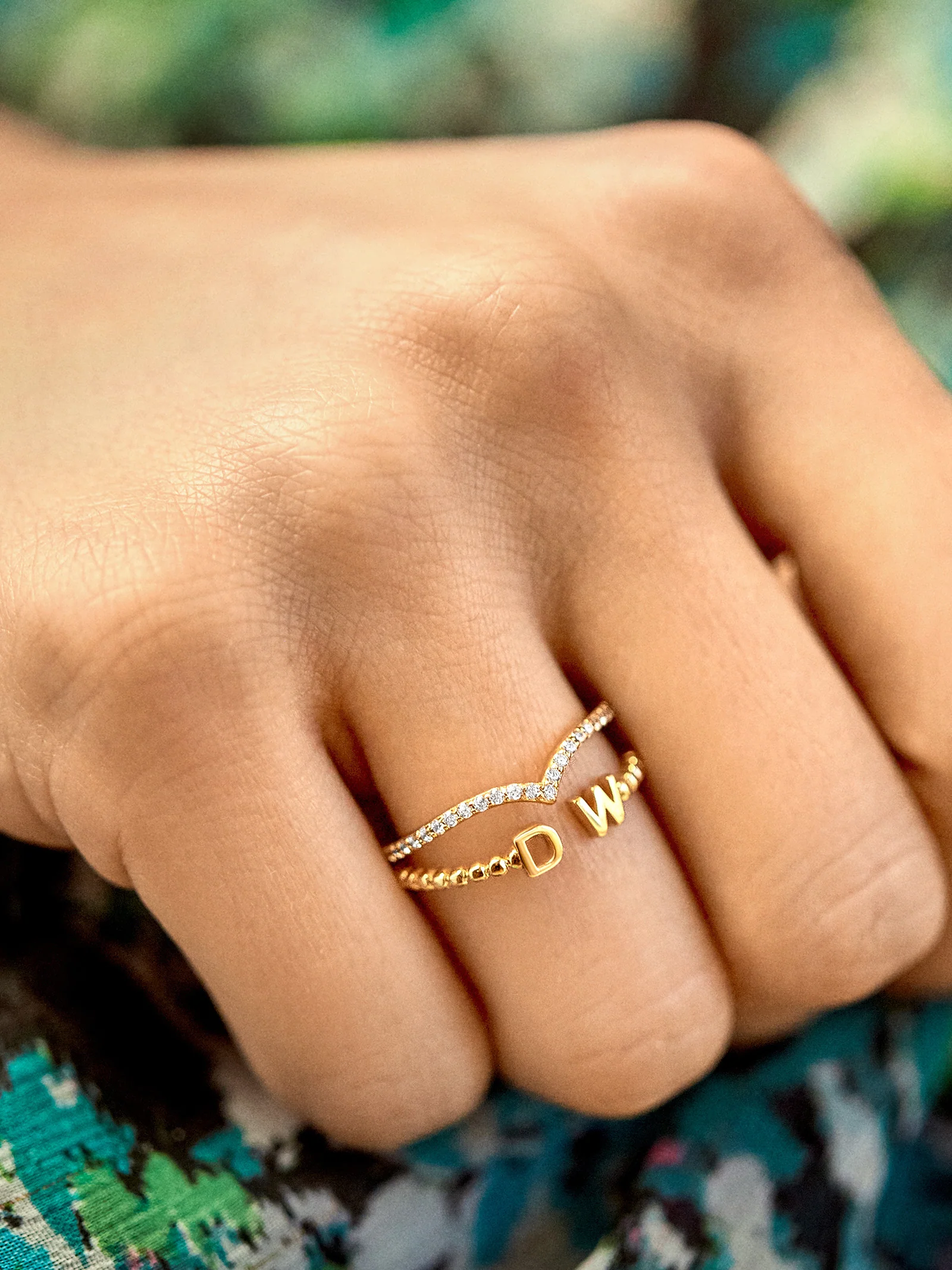 14K Gold Custom Initial Ring - Gold - Image 4