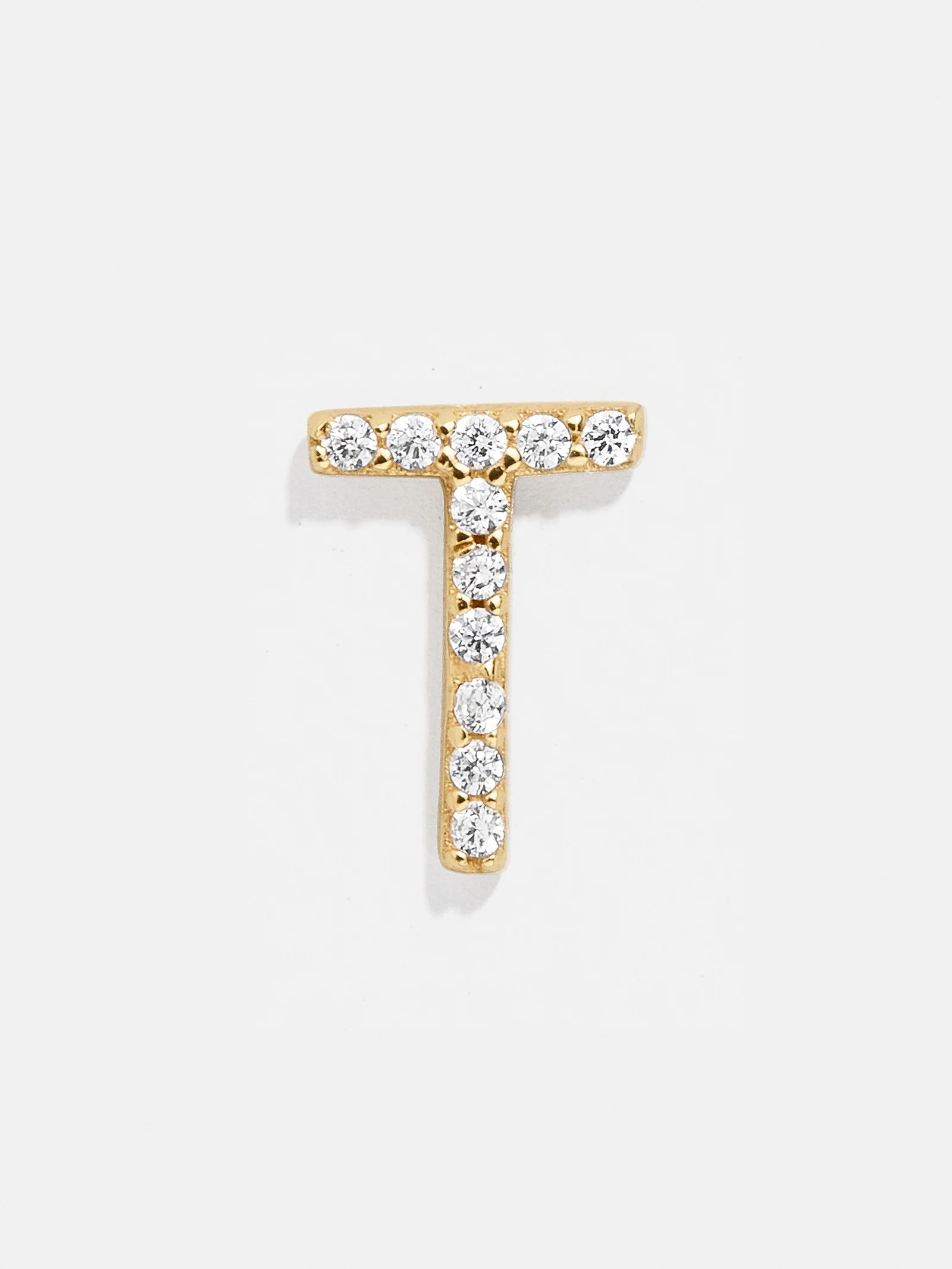 Single 18K Gold Initial Earring - Gold/Pavé - Image 19