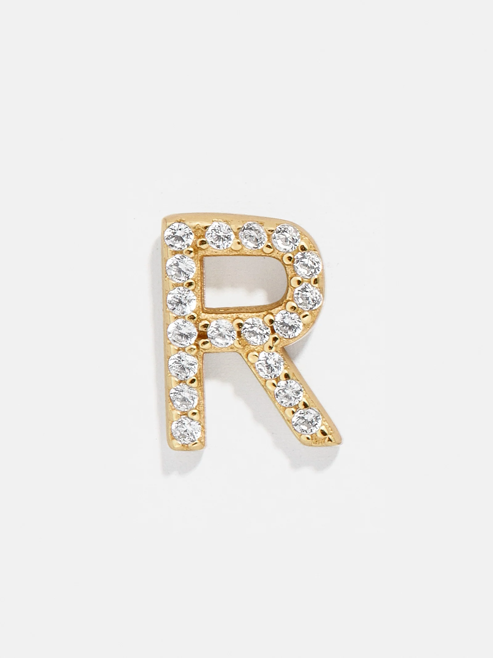 Single 18K Gold Initial Earring - Gold/Pavé - Image 23