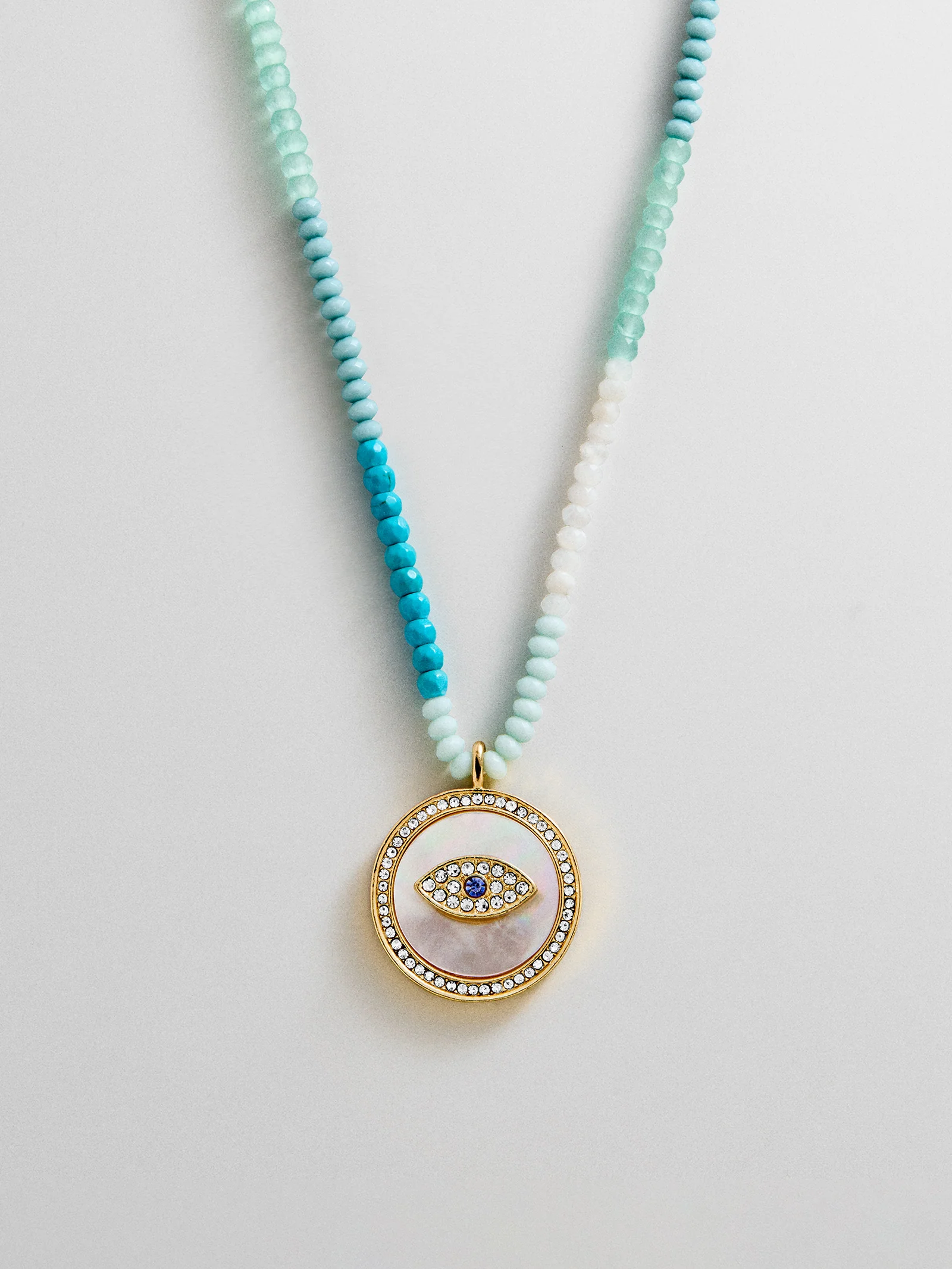 Evil Eye Semi-Precious Necklace - Gold/Blue - Image 3