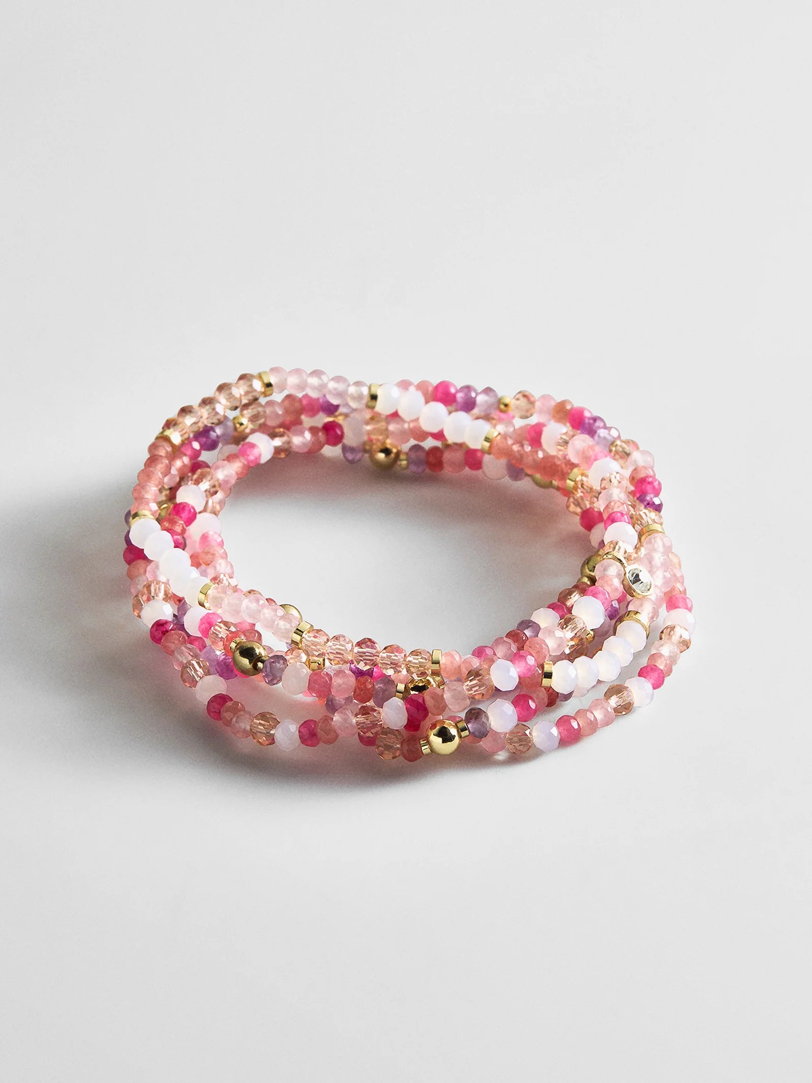 Indya Semi-Precious Layered Bracelet Set - Pink Multi - Image 3