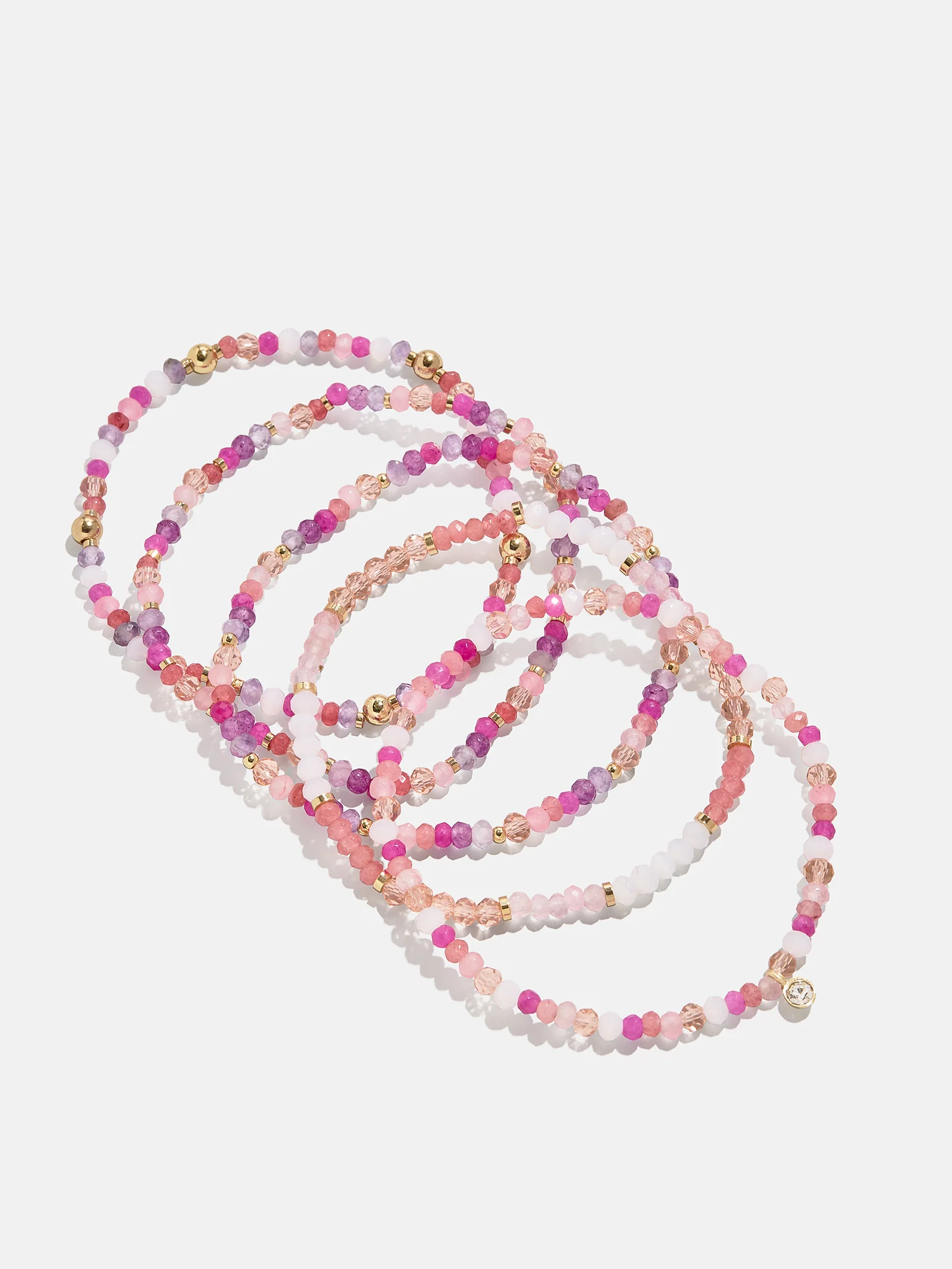 Indya Semi-Precious Layered Bracelet Set - Pink Multi - Image 4
