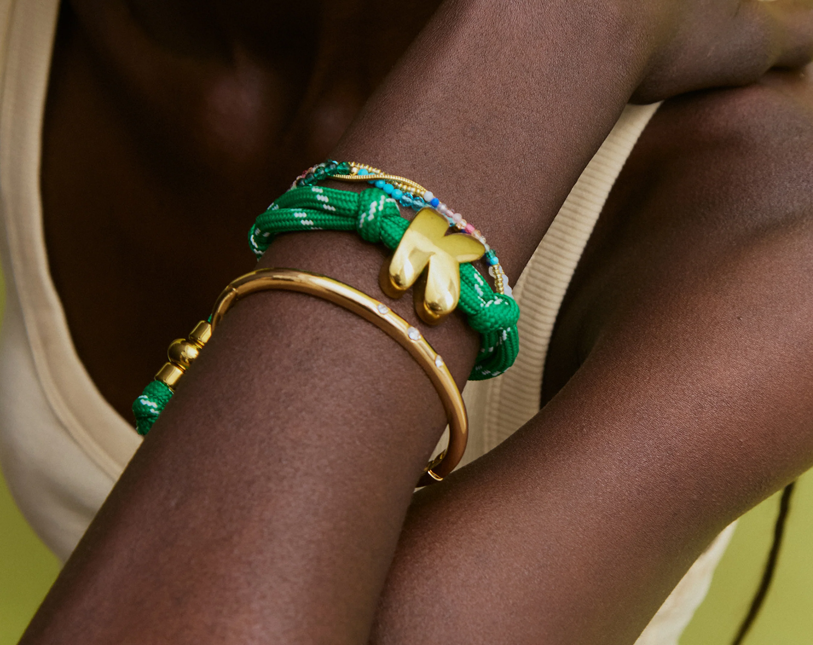 Knotty Initial Custom Bracelet - Bright Green Single Letter - Image 4