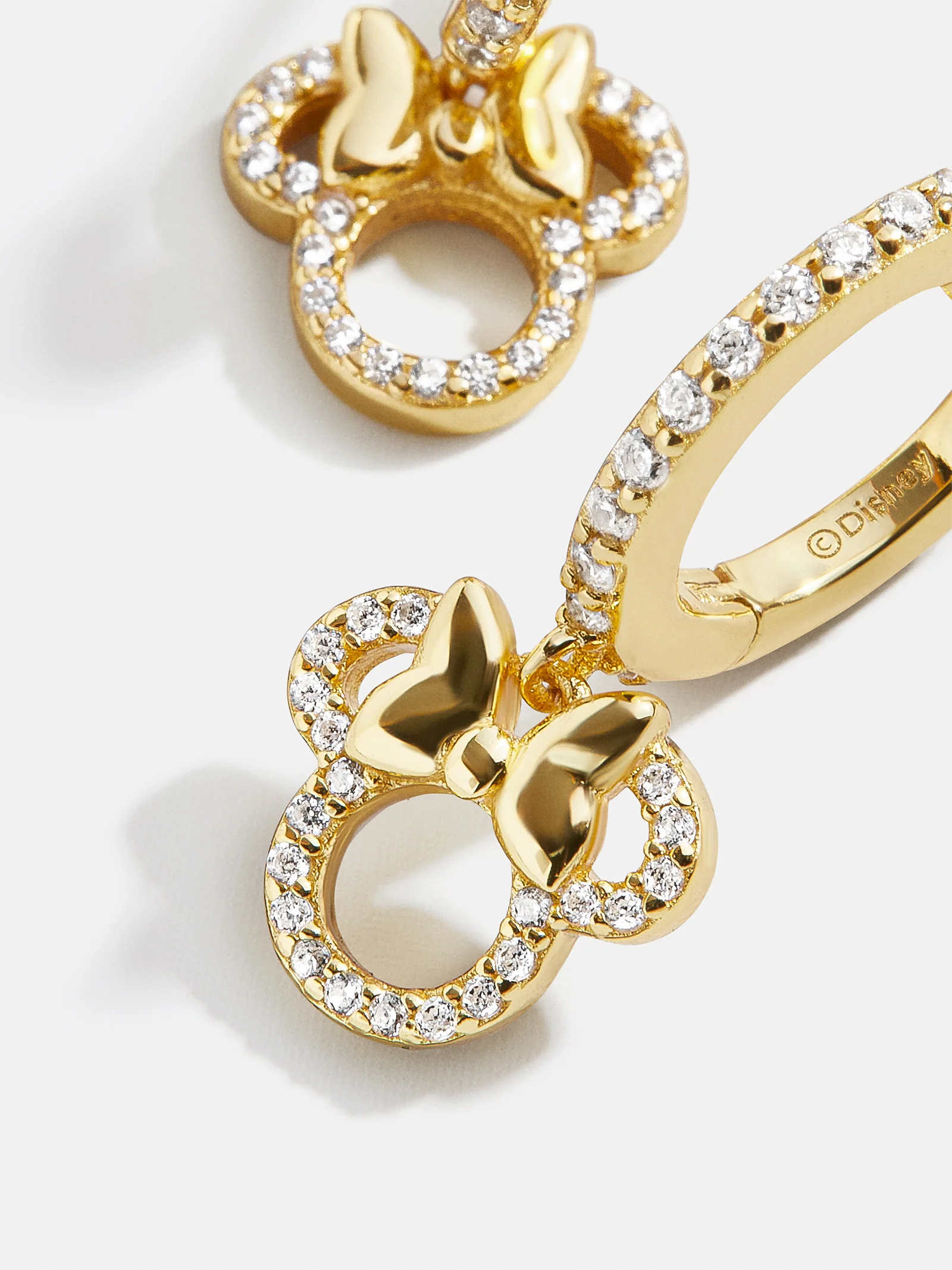 Minnie Mouse Disney 18K Gold Plated Sterling Silver Huggie Charm Earrings - Minnie Mouse - Image 3