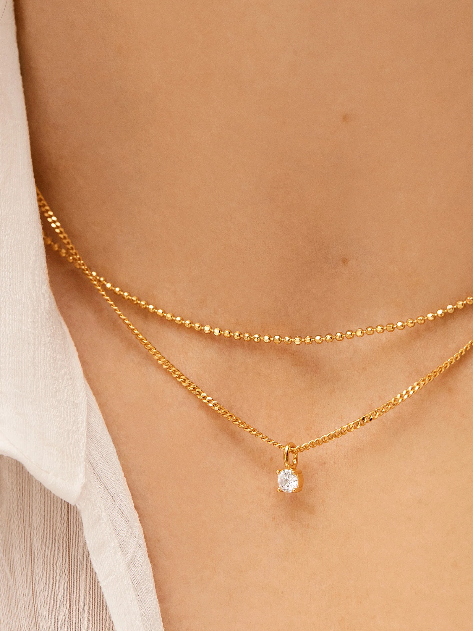 Victoria 18K Gold Necklace - Gold/Pavé - Image 3